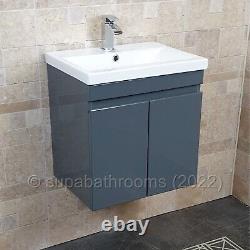 Bathroom Cloakroom Gloss Grey Vanity Unit All Sizes 500 600 700 800