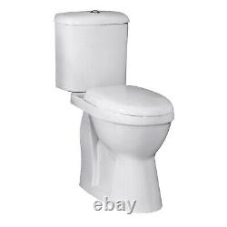 Bathroom Comfort Height Close Coupled Toilet & Soft Close Seat Push Button Flush