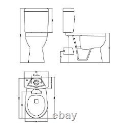 Bathroom Comfort Height Close Coupled Toilet & Soft Close Seat Push Button Flush