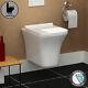 Bathroom Cube Modern Wall Hung Rimless Toilet Round Pan & Slim Soft Close Seat