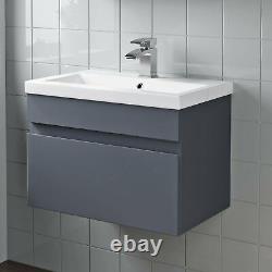 Bathroom Furniture Basin Vanity Toilet WC Unit Tall Cabinet Gloss Grey Modern