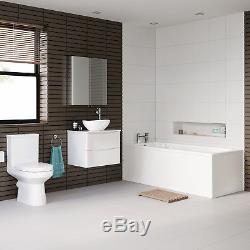 Bathroom Furniture Suite Straight Bath Vanity Unit Basin Close Coupled Toilet