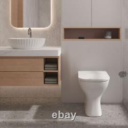 Bathroom Modern Wall Hung Toilet Pan Round WC Soft Close Toilet Seat Ceramic NEW