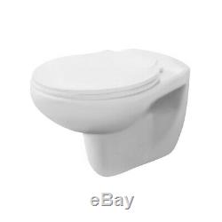 Bathroom Modern Wall Hung Toilet Pan Round WC Soft Close Toilet Seat White