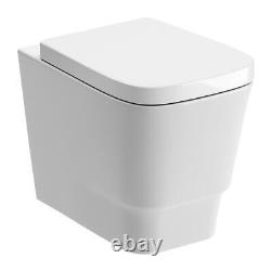 Bathroom Modern Wall Hung Toilet Pan Round WC Soft Close Toilet Seat White