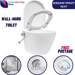 Bathroom Rimless Toilet Soft Close Seat Wall-Hung Toilets with Bidet Function UK