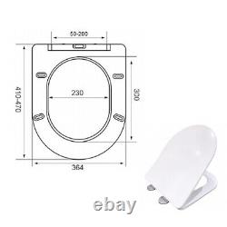 Bathroom Rimless Wall Hung Toilet Pan With UF Slim Soft Close Seat WC Round
