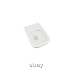 Bathroom Rimless Wall Hung Toilet Pan With UF Slim Soft Close Seat WC Square