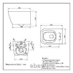 Bathroom Rimless Wall Hung Toilet Pan With UF Slim Soft Close Seat WC Square