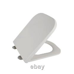 Bathroom Rimless Wall Hung Toilet Pan With UF Slim Soft Close Seat WC Square