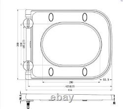 Bathroom Rimless Wall Hung Toilet Pan With UF Slim Soft Close Seat WC Square