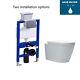 Bathroom Rimless Wall Hung Toilet With 0.82m Low Height Concealed Cistern Frame