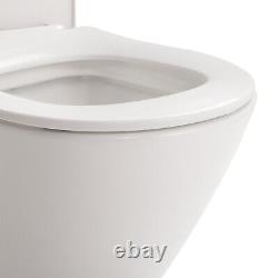 Bathroom Square Toilet Pan Wall Hung Ceramic Soft Close Coupled Rimless Seat Pan