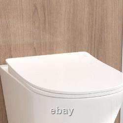 Bathroom Square Toilet Pan Wall Hung Ceramic Soft Close Coupled Rimless Seat Pan