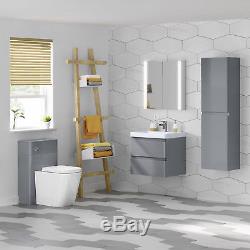 Bathroom Suite with BTW Toilet and Wall Hung Vanity Unit with Basin Gloss Grey