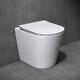 Bathroom Toilet Pan Ceramic Back To Wall Rimless Wc White & Soft Close Seat 54cm