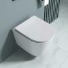 Bathroom Toilet Pan Ceramic Rimless Wall Hung Wc White & Soft Close Seat 483mm