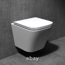 Bathroom Toilet Pan Ceramic Wall Hung Rimless Soft Close Toilet Seat Easy Clean