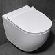 Bathroom Toilet Pan Ceramic Wall Hung Wc White With Soft Close Seat 400x355mm