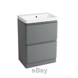 Bathroom Vanity Unit Basin Storage Tall Cupboard 2 Drawer Cabinet Toilet Grey