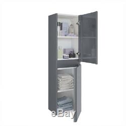 Bathroom Vanity Unit Basin Storage Tall Cupboard 2 Drawer Cabinet Toilet Grey