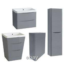 Bathroom Vanity Unit Cabinet Furniture Toilet Basin Sink Wall Hung Storage Grey