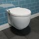 Bathroom Wall Hung Toilet Pan Round Wc Soft Close Toilet Seat Modern Gloss White