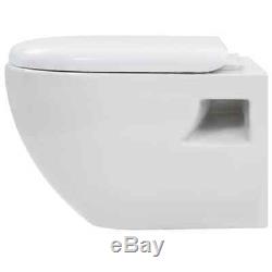 Bathroom Wall Hung Toilet Pan Round WC Soft Close Toilet Seat Modern White/Black