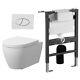 Bathroom Wall Hung Toilet Pan Soft Close Seat Dual Flush Concealed Cistern Plate