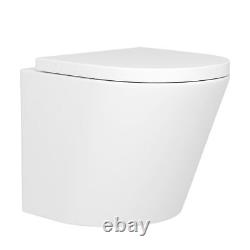 Bathroom Wall Hung Toilet Rimless Pan Seat Dual Cistern Frame White Flush Plate