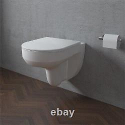 Bathroom Wall Mounted Toilet Modern Pan Cloakroom UF Soft Close Seat Round