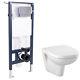 Bathroom Wall Mounted Wc Toilet & Frame + Cistern + Soft Close Seat Ancona