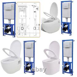 Bathroom Wall-hung Toilet WC Set Frame Adjustable / Concealed Cistern Home UK