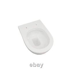 Bathroom White Ceramic Wall Hung Toilet Only Pan Soft Close Seat Wall Mounted WC