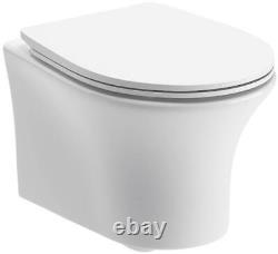 Bathrooms Sandro Modern Wall Hung Rimless Toilet WC Round Pan & Soft Close Seat