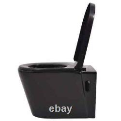 Best! Wall Hung Toilet Black WC Pan Soft Close Seat Ceramic Concealed Cistern