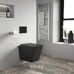 Black Rimless Wall Hung Toilet and Soft Close Seat Augusta