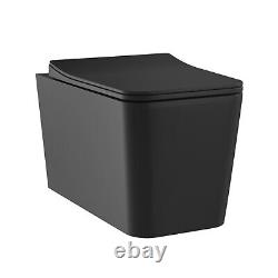 Black Square Wall Hung Rimless Toilet with Soft Close Seat BUN/BeBa 27666/84510