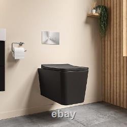 Black Wall Hung Rimless Toilet and Soft Close Seat August BUN/BeBa 27666/78703