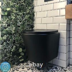 Black Wall Hung Rimless Toilet with Soft Close Seat Veron BUN/BeBa 25861/77184