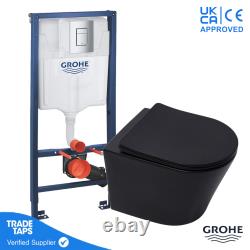 Black Wall Hung Toilet WC Pan Frame GROHE 1.13m Concealed Cistern Dual Flush