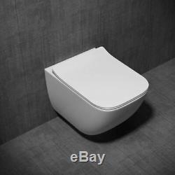 Brand New Modern Designer Rectangle Ceramic Wall Hung Toilet & Seat