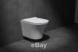Brand New Modern Wall Hung D Shape Ceramic Round Rimless Toilet