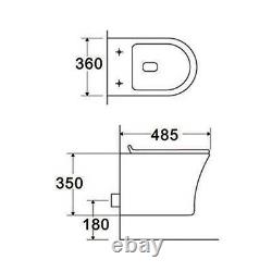 Breeze Wall Hung Rimless Toilet & Seat, Round Button Concealed WC Cistern Frame