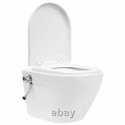 Ceramic Rimless Toilet with Bidet Function Soft Close Seat Wall Hung White
