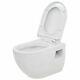 Ceramic Rimless Toilet With Bidet Function Soft Close Seat Wall Hung White/black