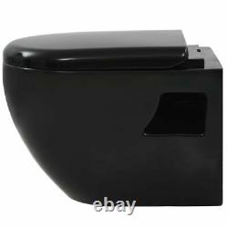 Ceramic Rimless Toilet with Bidet Function Soft Close Seat Wall Hung White/Black