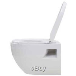 Ceramic Toilet WC Wall hung mounted Bathroom Cloakroom White Soft Close Seat New
