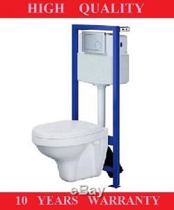 Cersanit Toilet Frame With Cistern Wall Hung Toilet Pan Soft Close Seat, Button