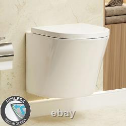 Cesar Wall Hung Rimless Toilet Ceramic & Seat Round Button Cistern Frame
